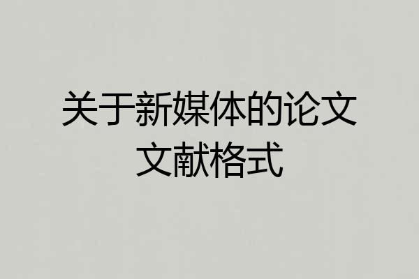 关于新媒体的论文文献格式