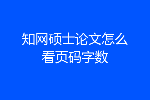 知网硕士论文怎么看页码字数