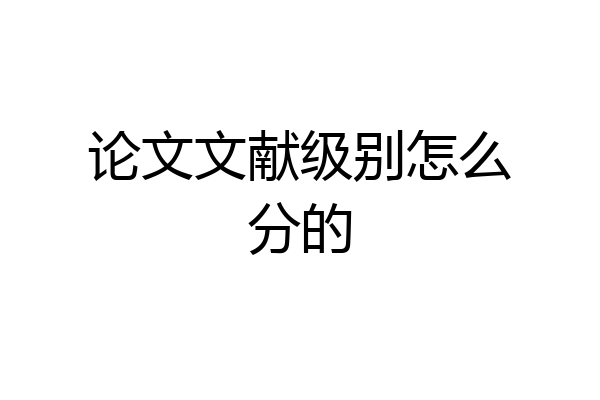 论文文献级别怎么分的