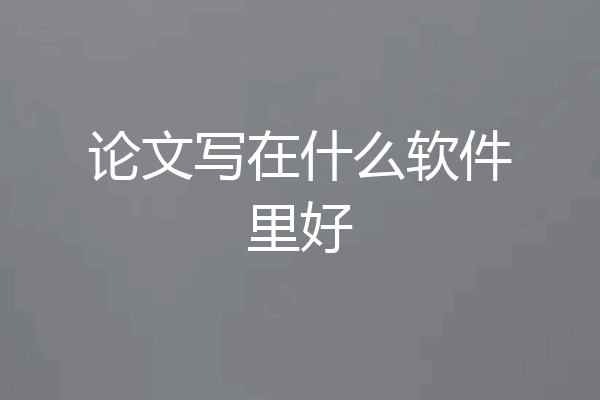 论文写在什么软件里好