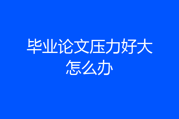 毕业论文压力好大怎么办