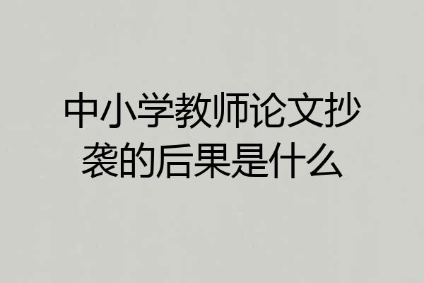 中小学教师论文抄袭的后果是什么