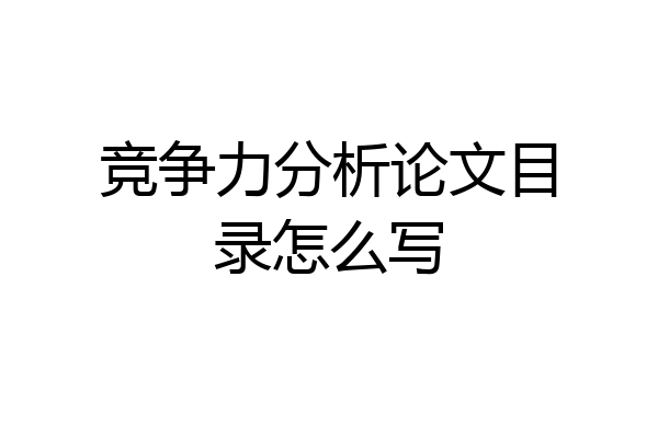 竞争力分析论文目录怎么写