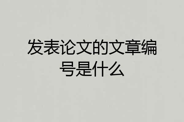 发表论文的文章编号是什么