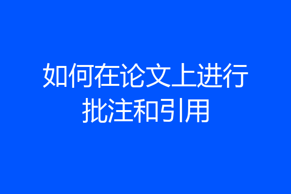 如何在论文上进行批注和引用