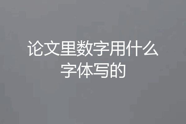 论文里数字用什么字体写的