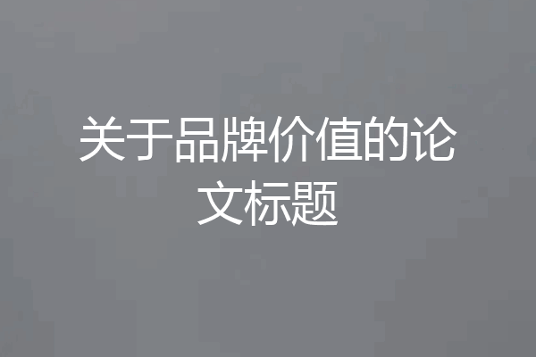 关于品牌价值的论文标题