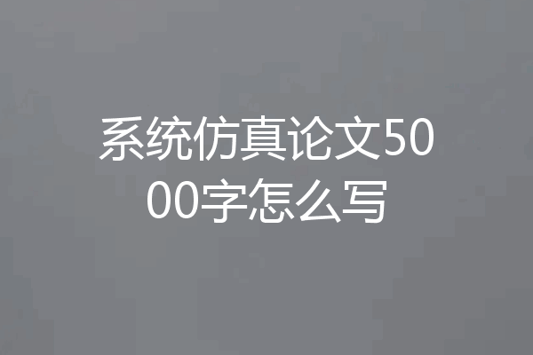 系统仿真论文5000字怎么写
