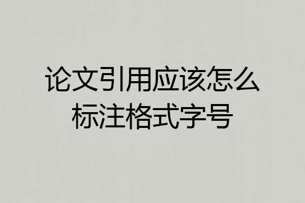 论文引用应该怎么标注格式字号