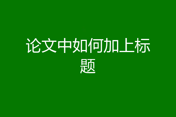 论文中如何加上标题
