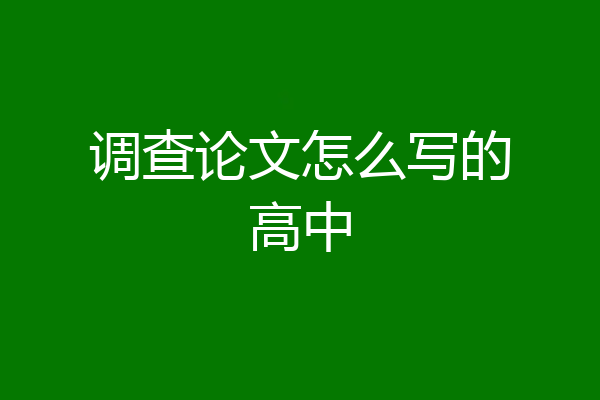 调查论文怎么写的高中