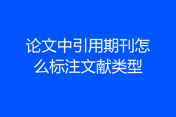 论文中引用期刊怎么标注文献类型