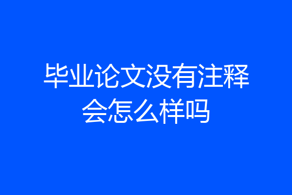 毕业论文没有注释会怎么样吗