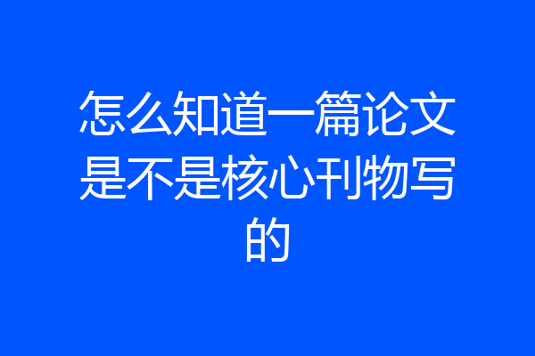 怎么知道一篇论文是不是核心刊物写的