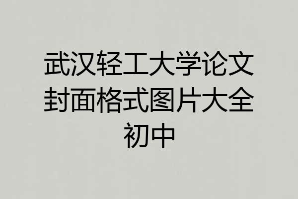 武汉轻工大学论文封面格式图片大全初中