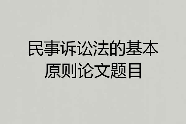 民事诉讼法的基本原则论文题目