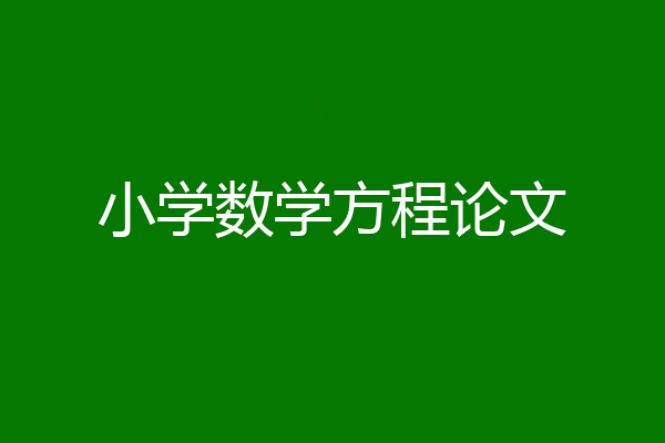 小学数学方程论文
