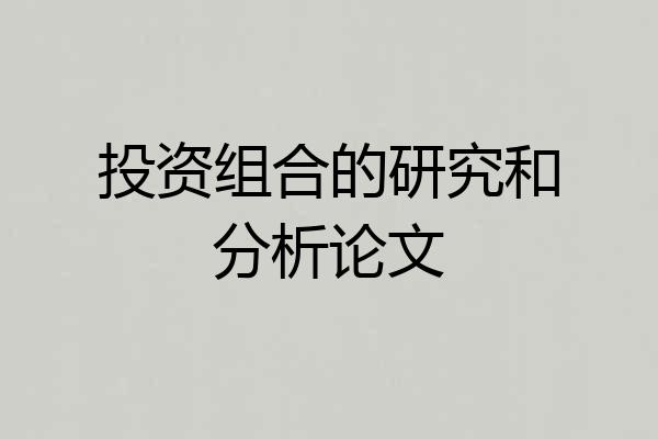投资组合的研究和分析论文