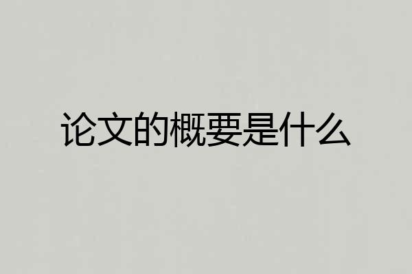 论文的概要是什么