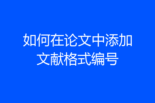 如何在论文中添加文献格式编号
