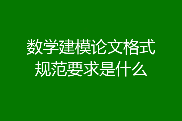 数学建模论文格式规范要求是什么