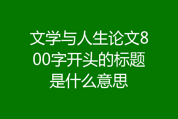 文学与人生论文800字开头的标题是什么意思