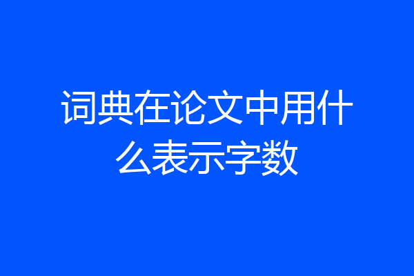 词典在论文中用什么表示字数