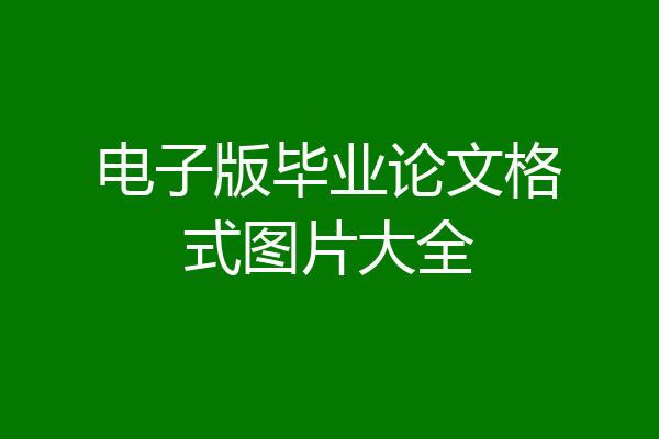 电子版毕业论文格式图片大全