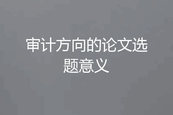 审计方向的论文选题意义
