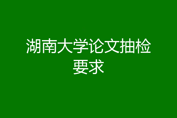 湖南大学论文抽检要求