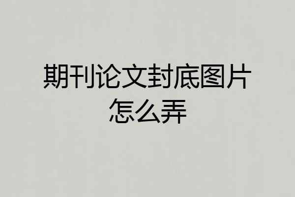 期刊论文封底图片怎么弄