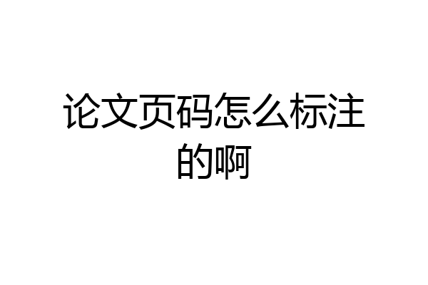 论文页码怎么标注的啊