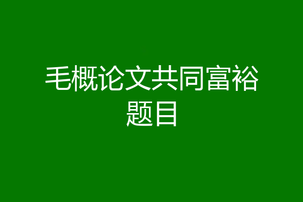 毛概论文共同富裕题目