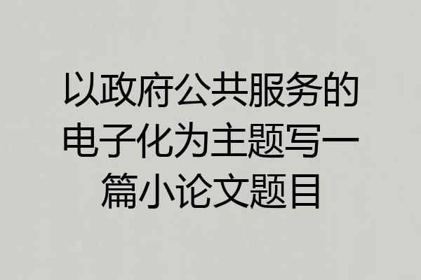 以政府公共服务的电子化为主题写一篇小论文题目