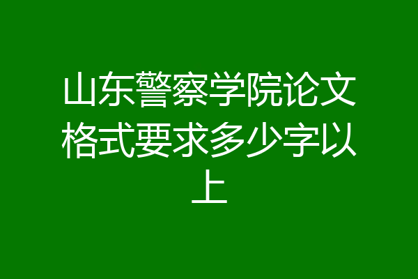 山东警察学院论文格式要求多少字以上