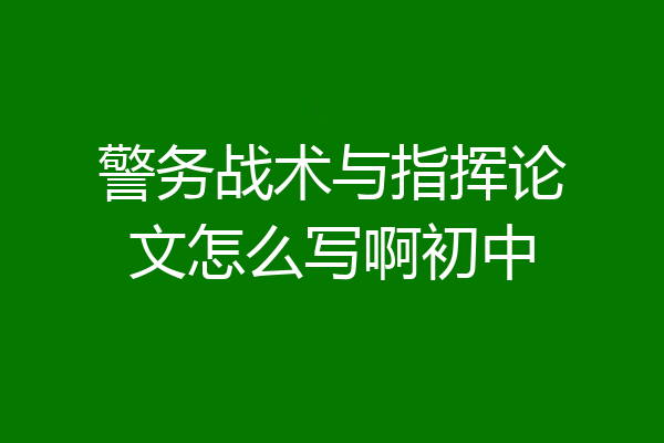警务战术与指挥论文怎么写啊初中