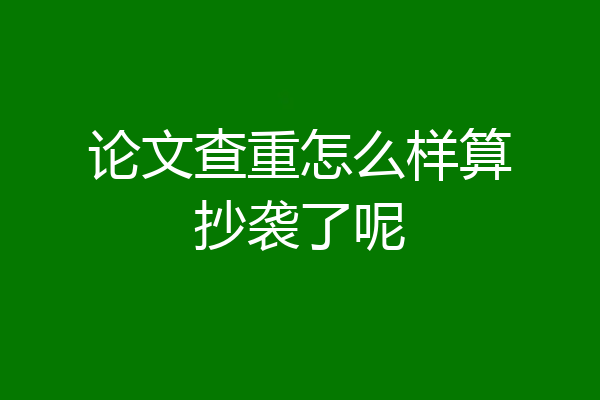 论文查重怎么样算抄袭了呢
