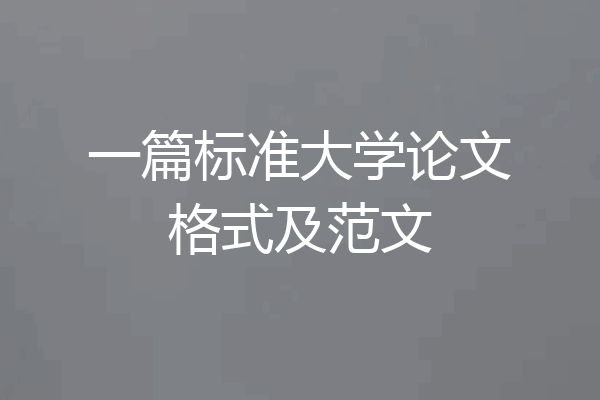一篇标准大学论文格式及范文