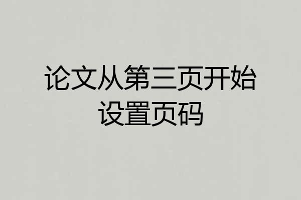 论文从第三页开始设置页码