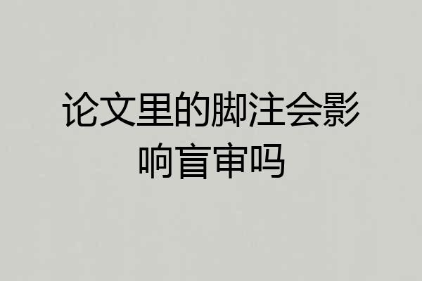 论文里的脚注会影响盲审吗