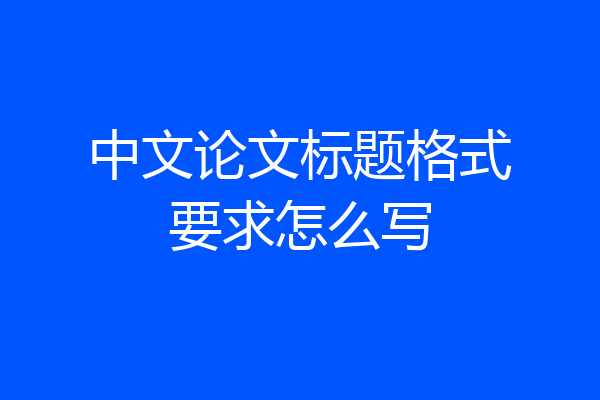 中文论文标题格式要求怎么写