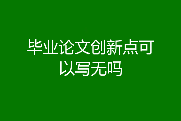 毕业论文创新点可以写无吗
