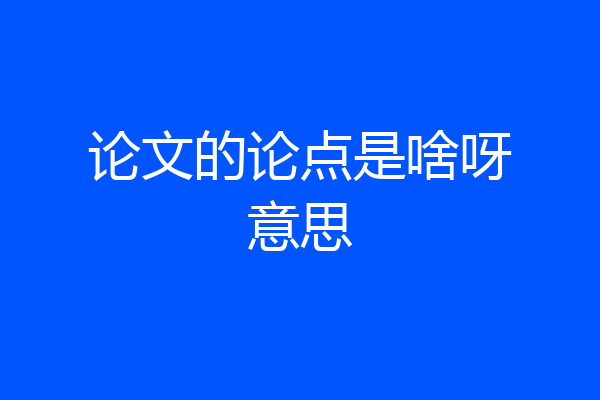 论文的论点是啥呀意思