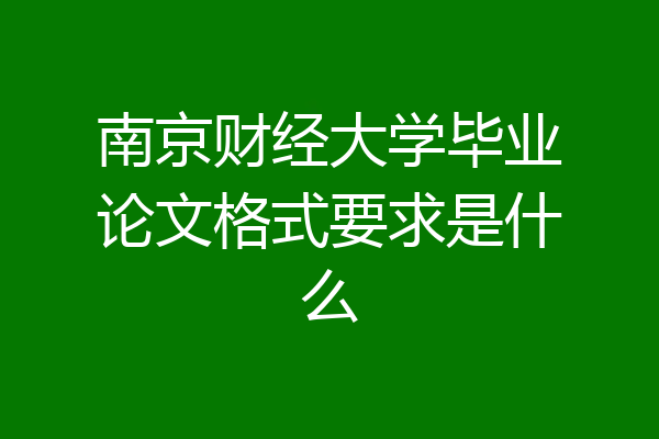 南京财经大学毕业论文格式要求是什么