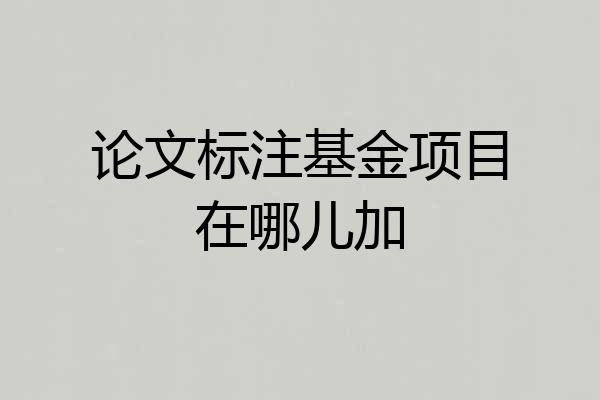 论文标注基金项目在哪儿加