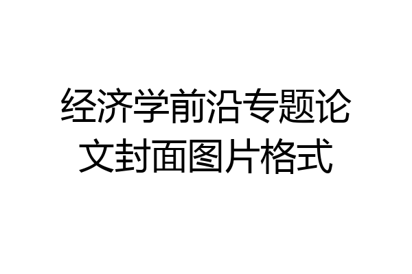 经济学前沿专题论文封面图片格式