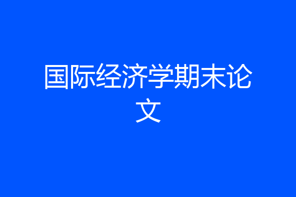 国际经济学期末论文