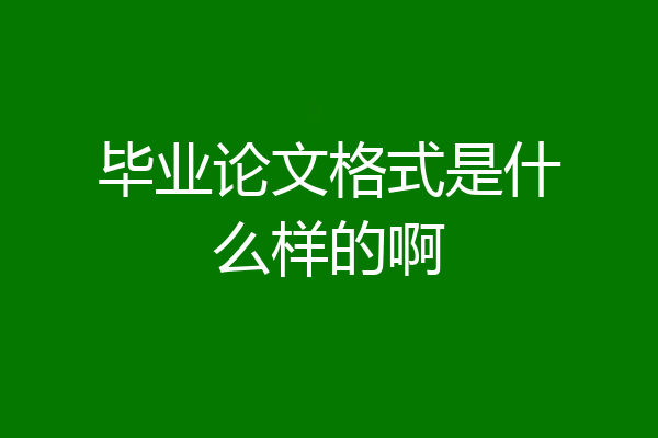 毕业论文格式是什么样的啊