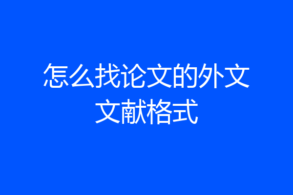 怎么找论文的外文文献格式
