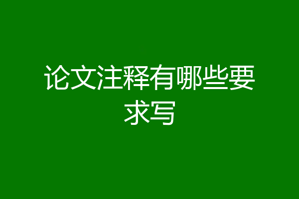 论文注释有哪些要求写